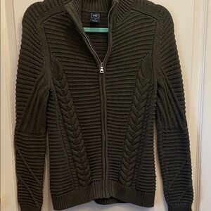 GAP Women's 100% cotton olive cable knit sweater cardigan